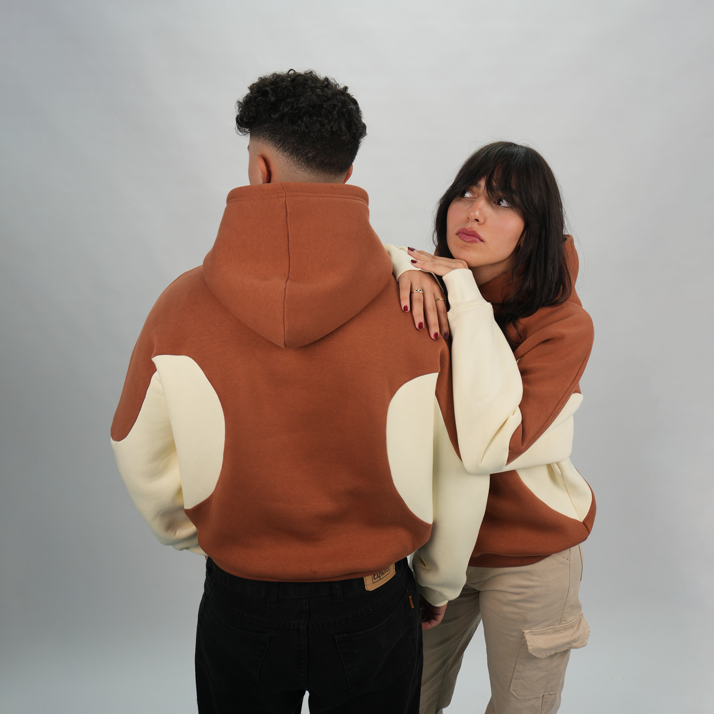 Yin Yang V1 - Brown and Cream Hoodie