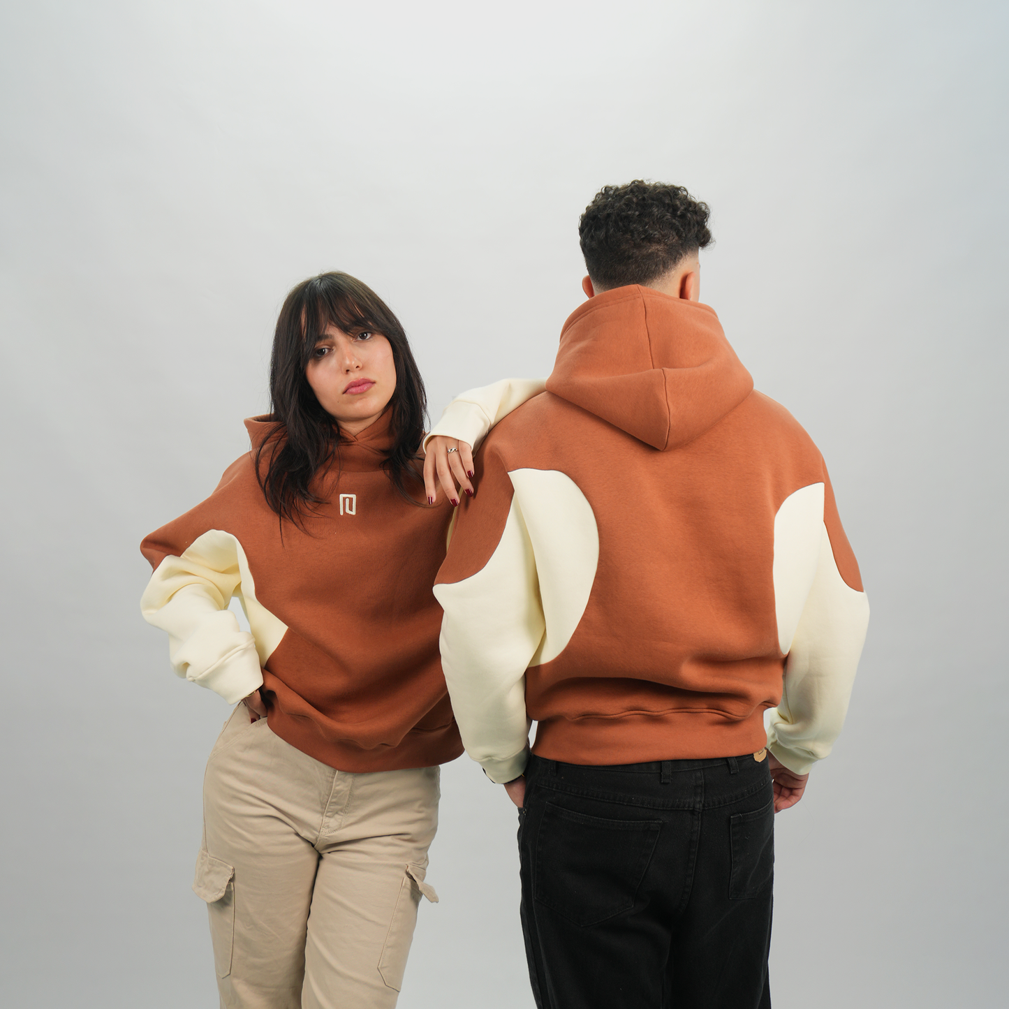 Yin Yang V1 - Brown and Cream Hoodie