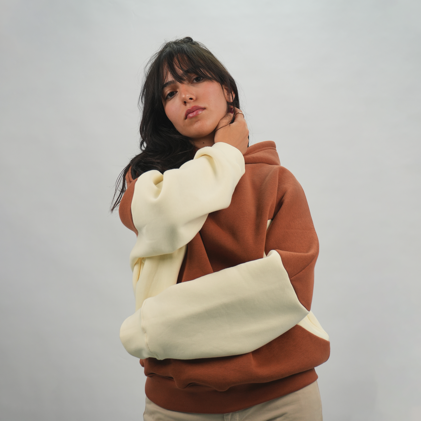 Yin Yang V1 - Brown and Cream Hoodie